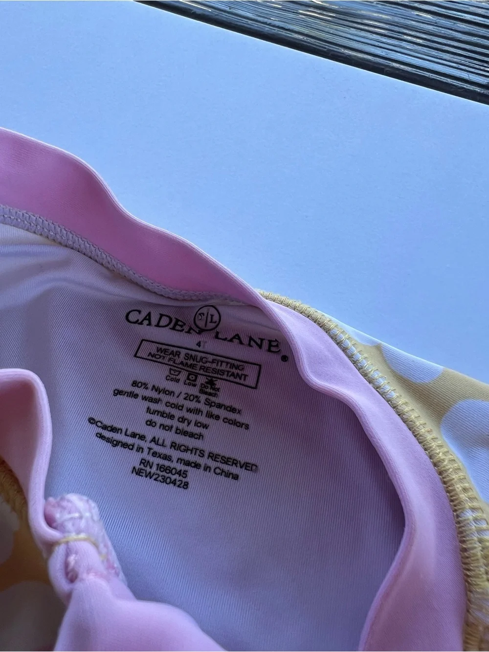 Caden Lane Daisy Floral Rash Guard Swimsuit Set Girls 4T Pink Yellow Ruffle UPF